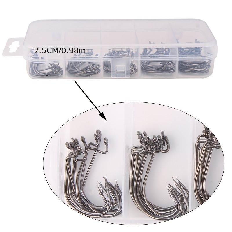 Fishing Offset Worm Hook Set High Carbon Steel Barbed Hooks - Temu Canada