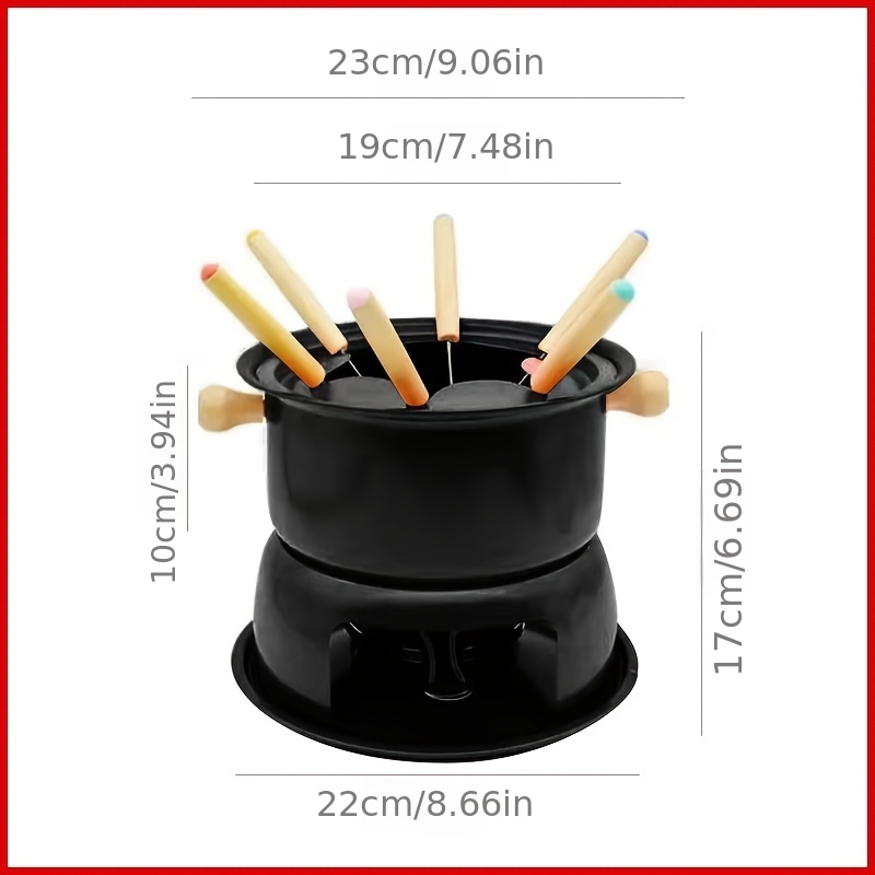 Ceramic Cheese Fondue Set With Forks And Candle Chocolate - Temu