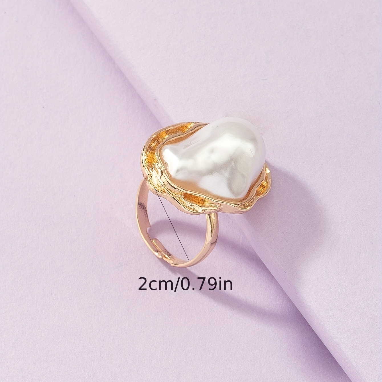 Women's Vintage Adjustable Cuff Ring with Irregular Pearl