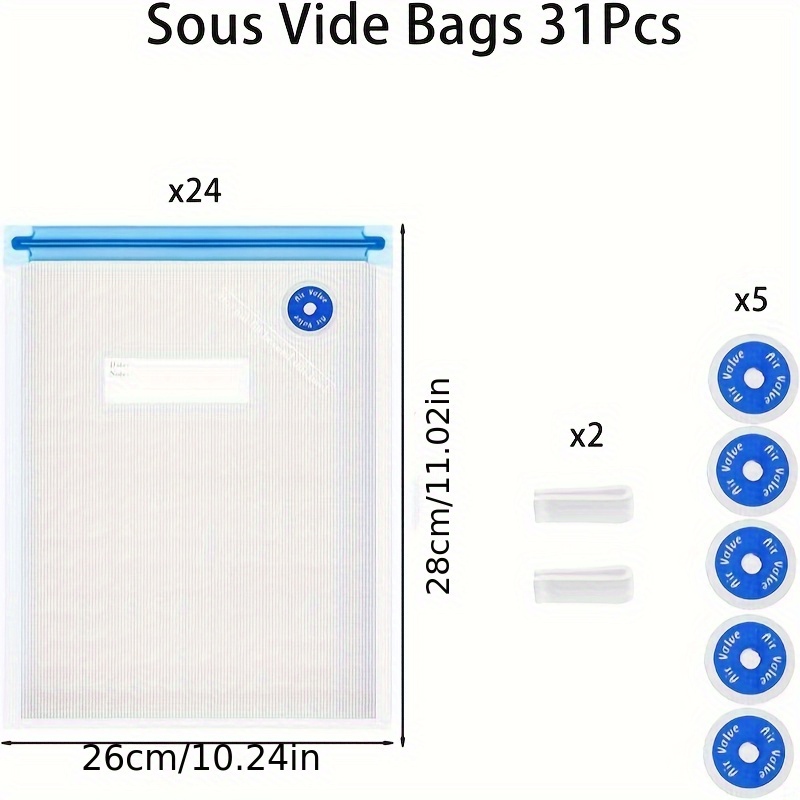 Image of Vacuum Sealer Bags, Reusable Vacuum Sealing Bags, Vacuum Food Storage Bags With Sealing Clips And Exhaust Valves Suitable For Cooking/food Storage/heating