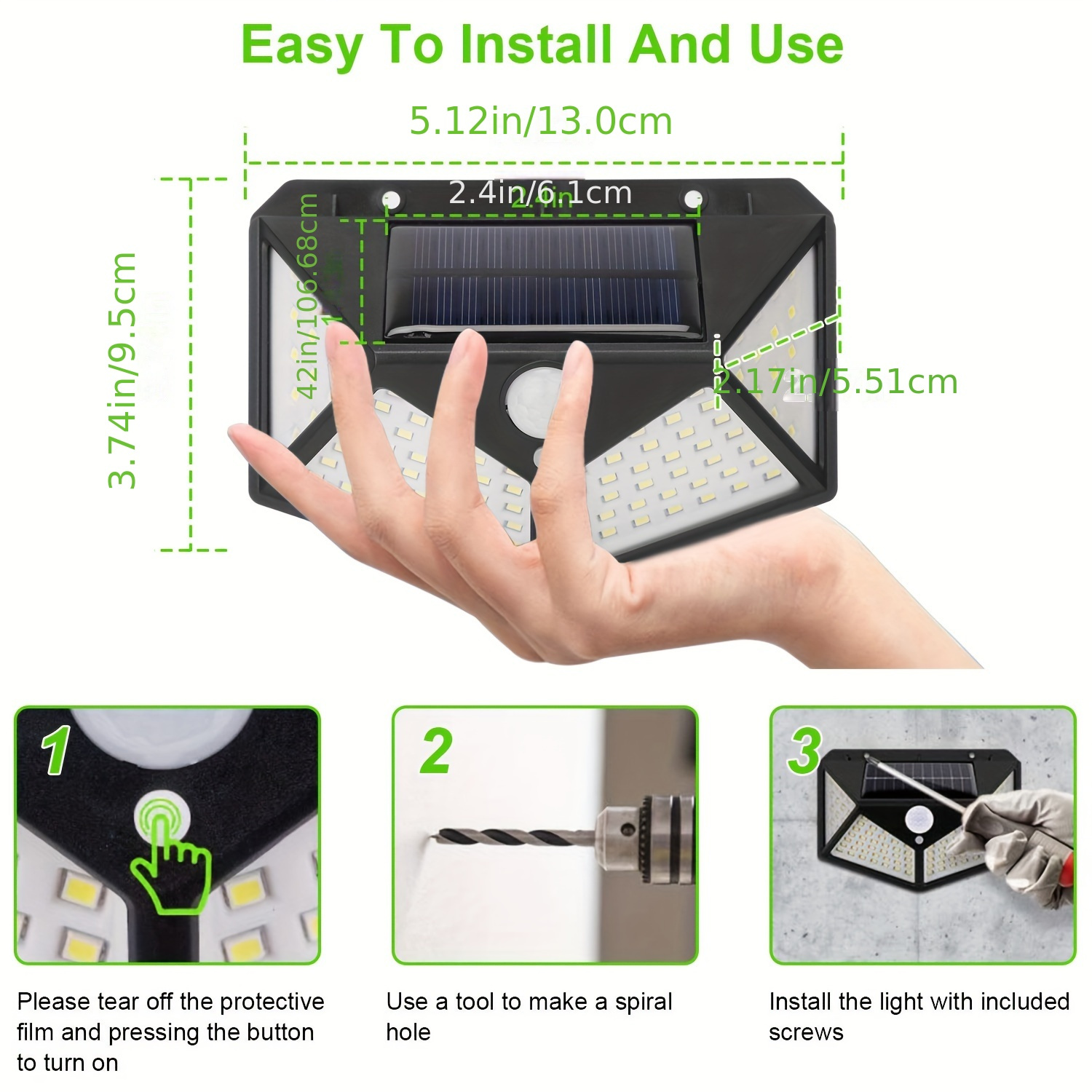 4pcs of 100led outdoor solar wall lights 5