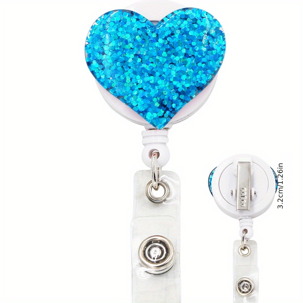 Heart Shaped Plastic Badge Reel Blue