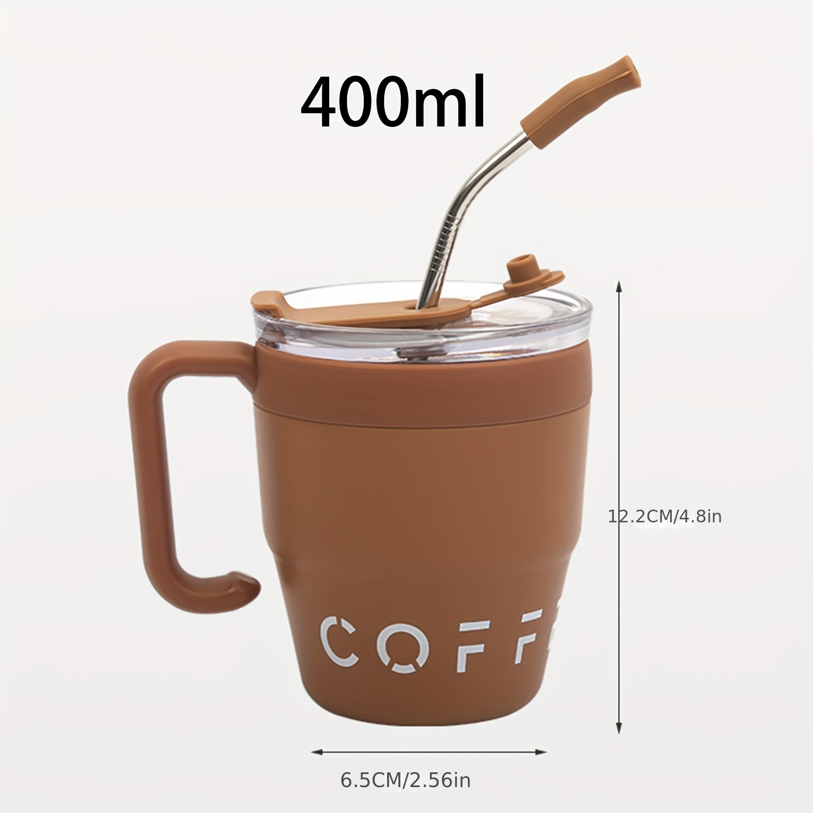 Coffee Cups,13oz/400ml Tumbler Water Glass with Straw and Lid