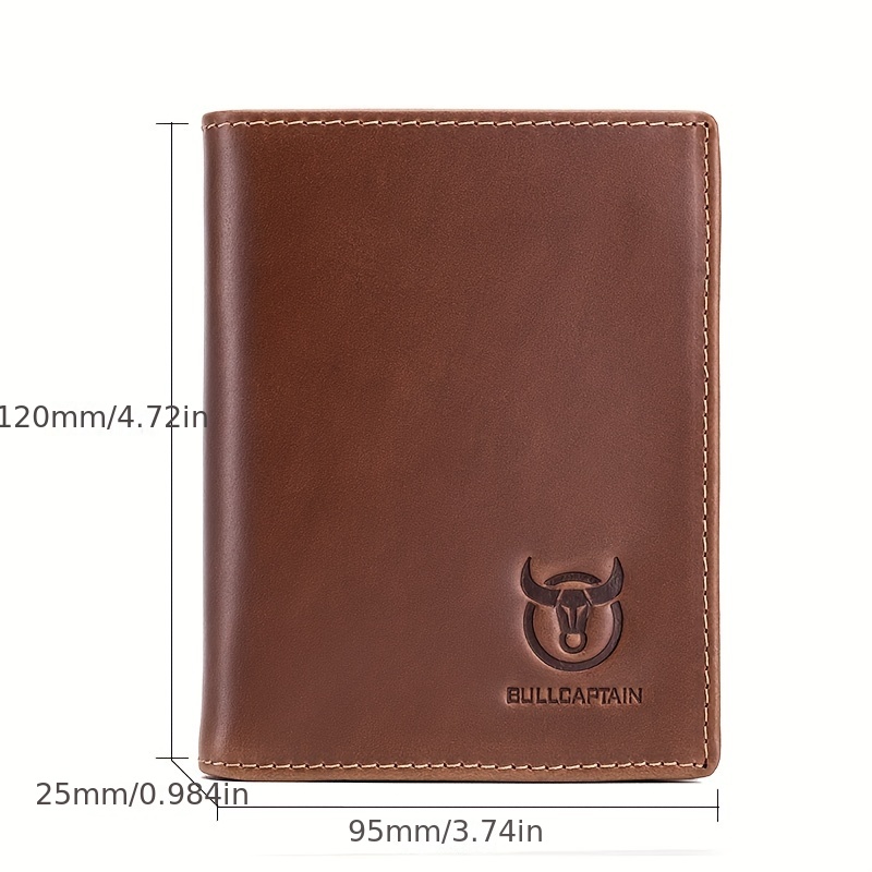 Bullcaptain Large Capacity Genuine Leather Bifold Wallet/Credit
