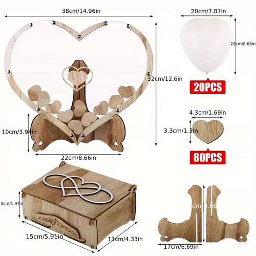 Rustic Wedding Guest Book Alternative with Drop Top Frame - Wooden Hearts Decoration, Signing Surface for Couples - Wedding Reception, Wedding Party Decorations - Keepsake for Bride & Groom, Bachelorette Party Decorations, Heartshaped Frames, Handcrafted Look, Highquality Craftsmanship, Heart Frame, Event Decorators