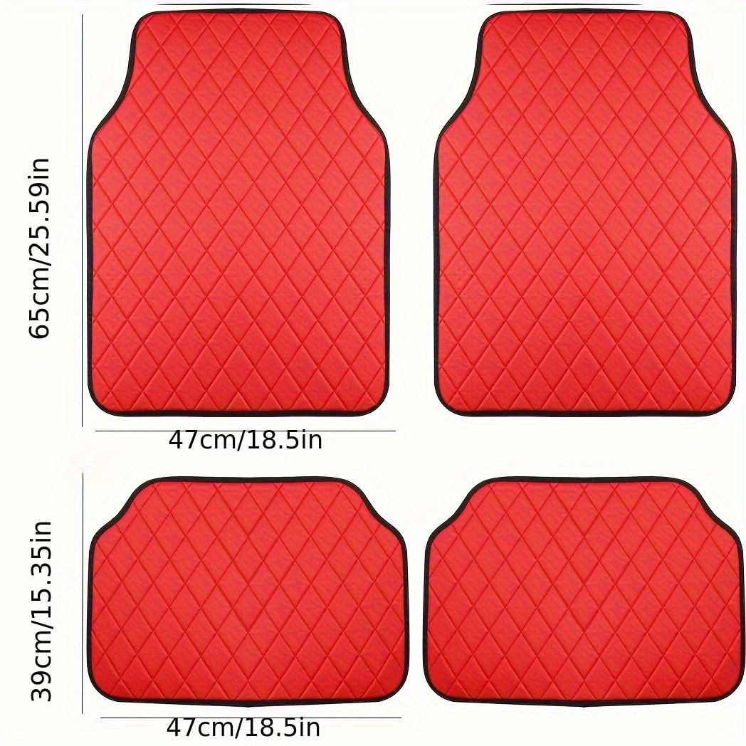 Red Pu Leather Simple Style Car Floor Mats Cars Car Floor - Temu