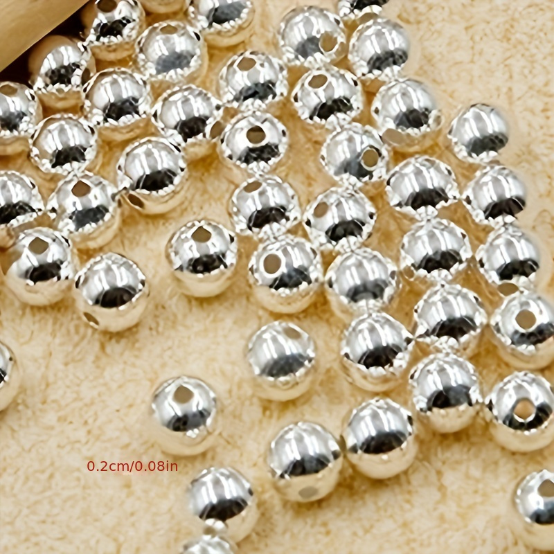 10-40pcs REAL 925 Sterling Silver Round Beads Spacer Beads Silver