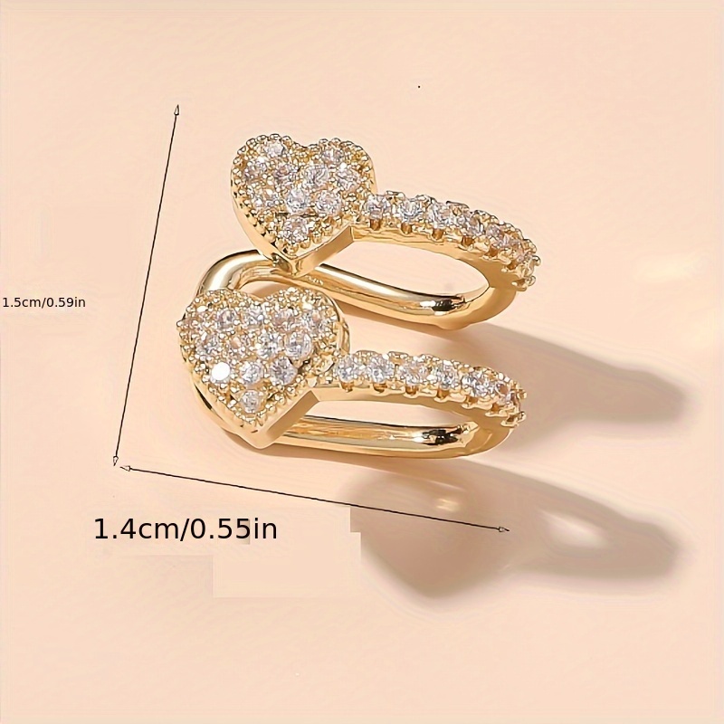 Heart Shaped Copper Ear Clip with Zirconia Inlay