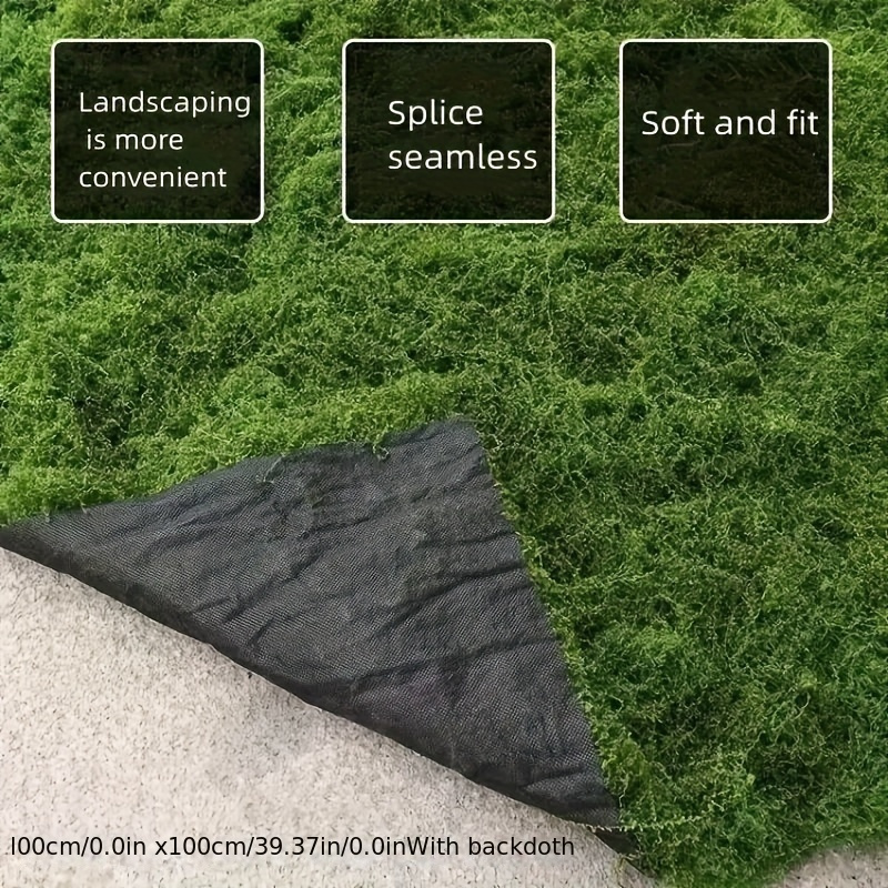 

1pc Artificial Plants, 100cm/39.4in Artificial Moss Mat With Backcloth, Realistic Synthetic Moss For Diy Craft Landscape, Polyester, Seamless Splicing, Soft And Fit, Home Garden Decor, Home Decor
