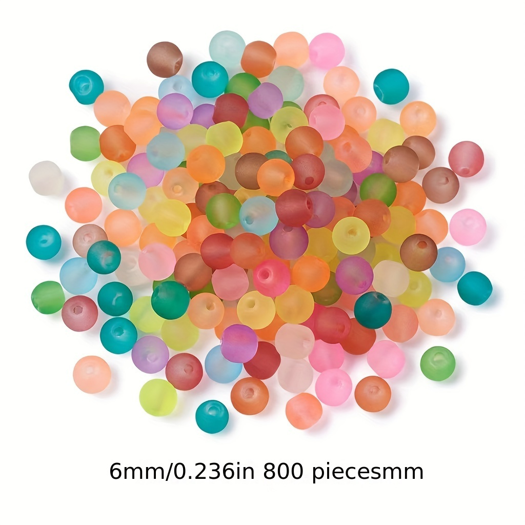 Image of 800 6mm Frosted Round Loose Acrylic Craft Beads Used For Halloween Jewelry Making, Earrings, Bracelets, Necklaces, Keychains, Sewing Techniques