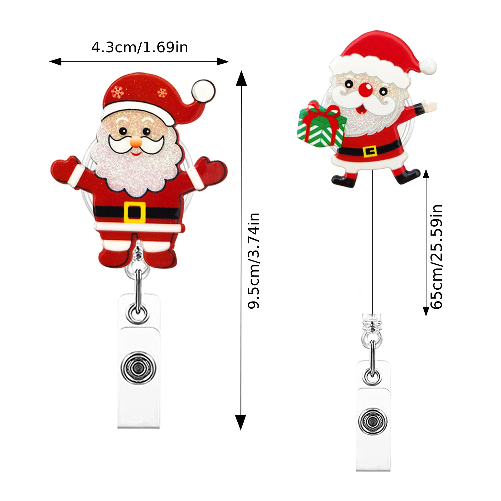 Christmas Badge Reels Retractable Cute Santa Badge Clip - Temu