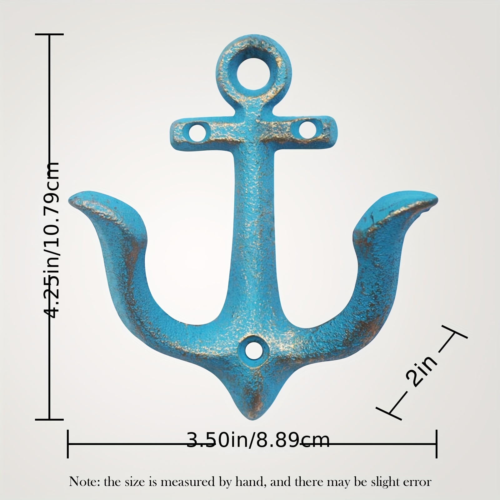 1pc, Vintage Rustic Cast Iron Nautical Anchor Design Wall Hooks Coat Hooks  Rack, Decorative Wall Mounted Antique Shabby Chic Metal Home Bathroom Towel