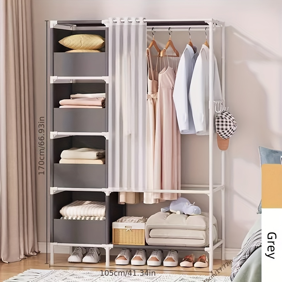 

Portable Simple With 4-layer Hangers, Organizer, And Storage System With Hanging Rods And Side Hooks. Metal Hangers Are Suitable For Wardrobes, Bedrooms, Entrances, Etc., Saving Space.