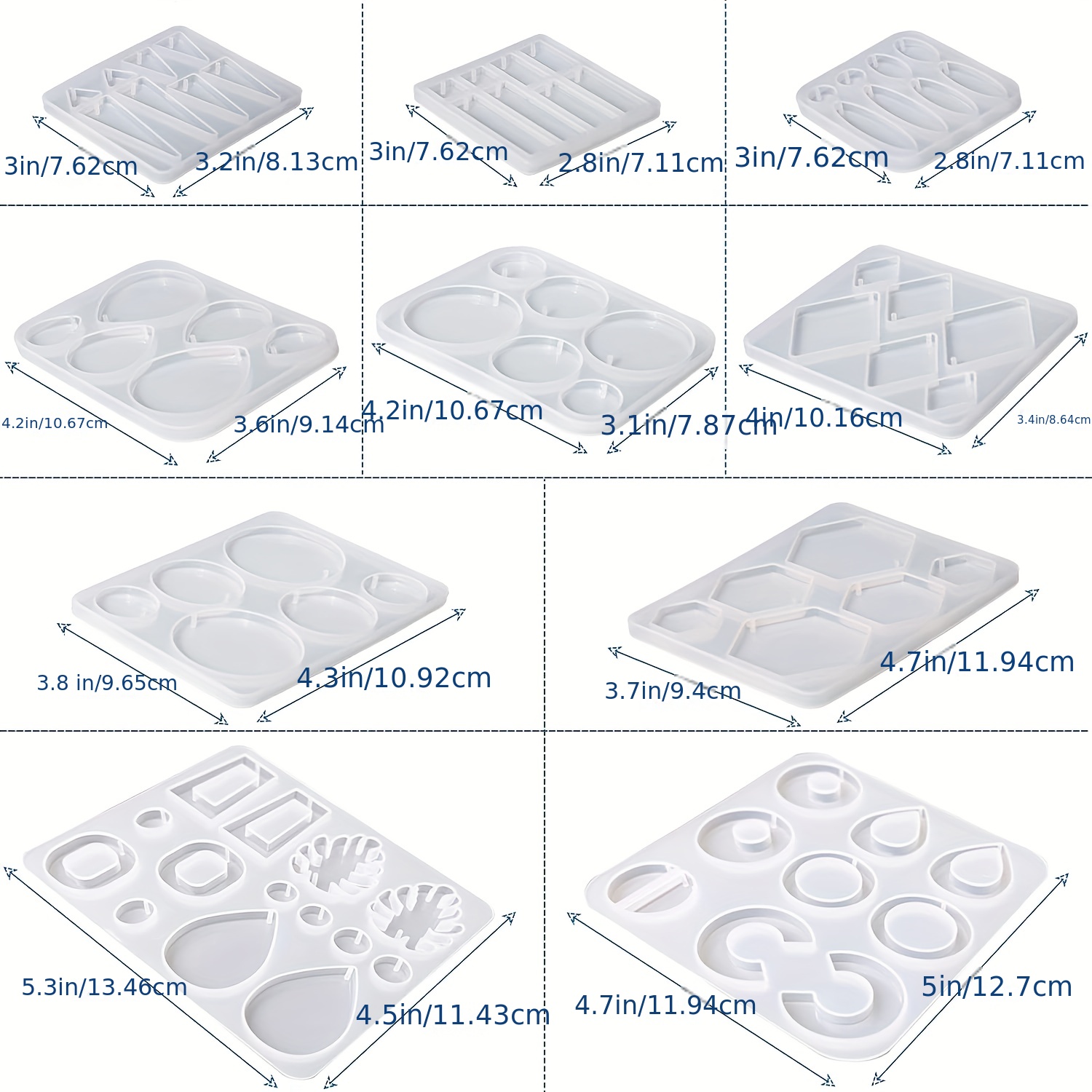 Resin Molds for Jewelry,10pcs Silicone Resin Earring Mold Set for