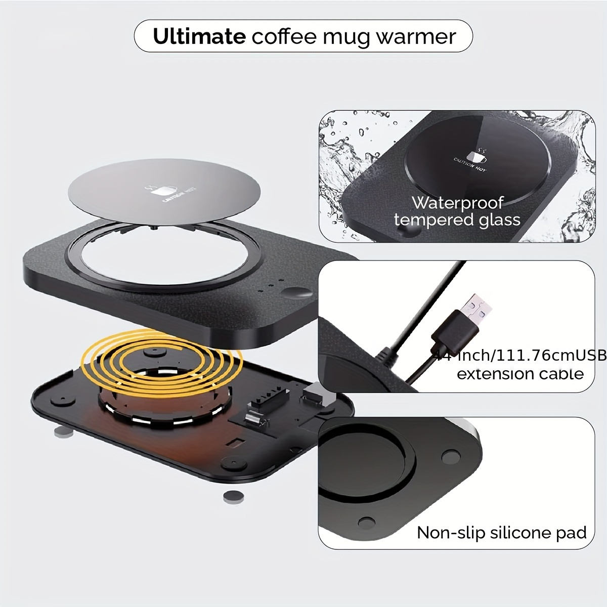 Smart Coffee Warmer and Wireless Charger with Ceramic Cup, Auto On/Off  Gravity-induction Mug Warmer for Office Desk Use, Candle Wax Cup Warmer  Heating