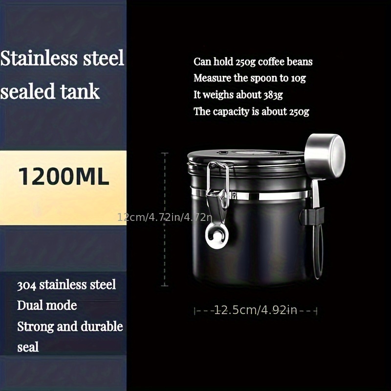 Recipiente de café, contenedor de almacenamiento de café hermético Válvula  de liberación de CO2 Rastreador de fecha Frescura de acero inoxidable con c, Recipiente de café Recipiente de almacenamiento d Higoodz Cocina, Decoración