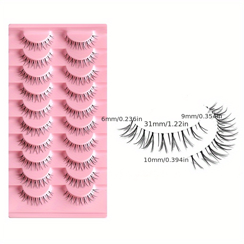 10 Pairs Cat Eye Lashes w/ Transparent Stems
