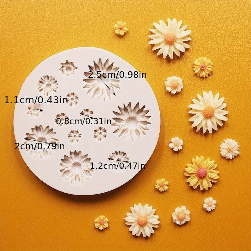 1pc mini daisy 3d flower silicone molds fondant craft cake candy chocolate   ice pastry baking tool resin mould details 2