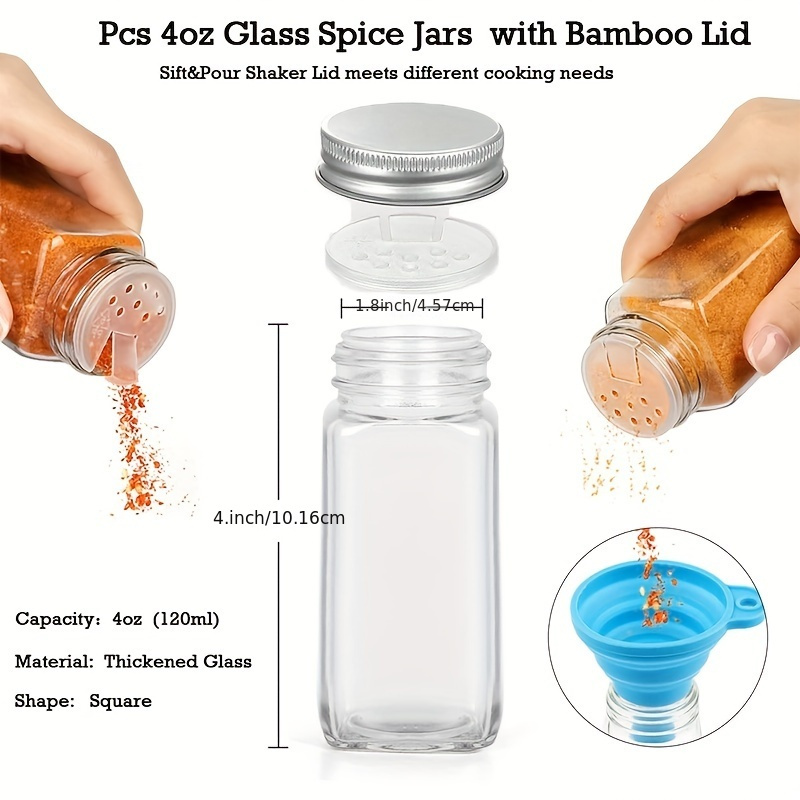 Glass Spice Jars Square Spice Bottles With Aluminum - Temu