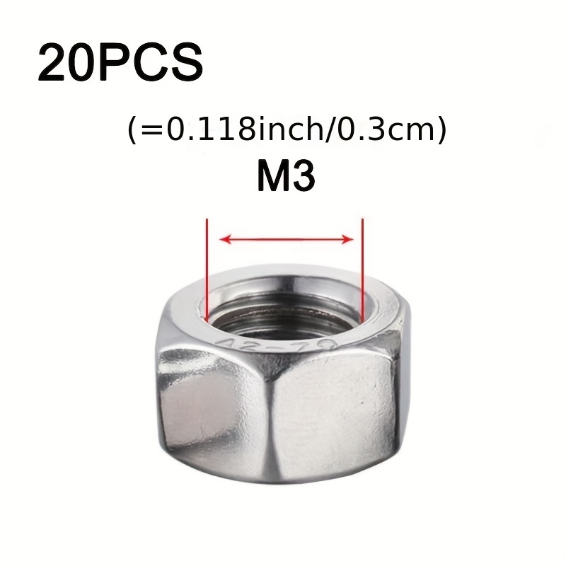 304 Stainless Steel Hex Hexagon Nuts M2 M2.5 .5 M4 M5 - Temu
