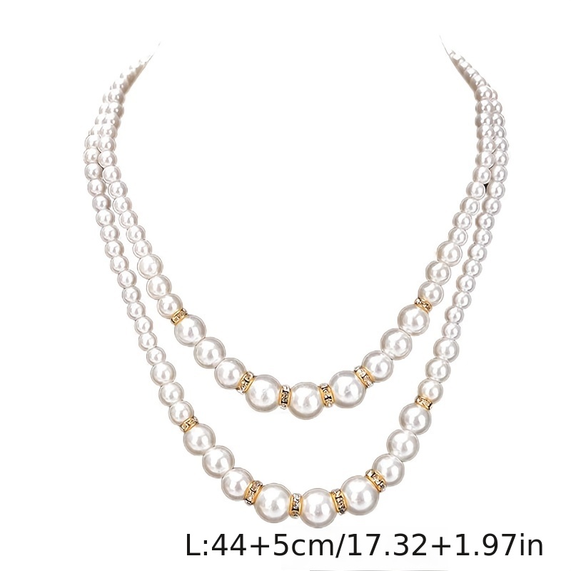 Sweet Temperament Rhinestone Pearl Double Layer Necklace