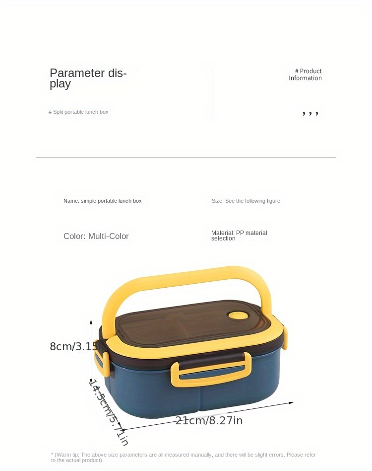 Scatola porta pranzo quadrata con isolamento portatile Divisoriata Studenti  d'ufficio Forno a microonde riscaldato Bento Box, Stile: a un solo strato  (blu)