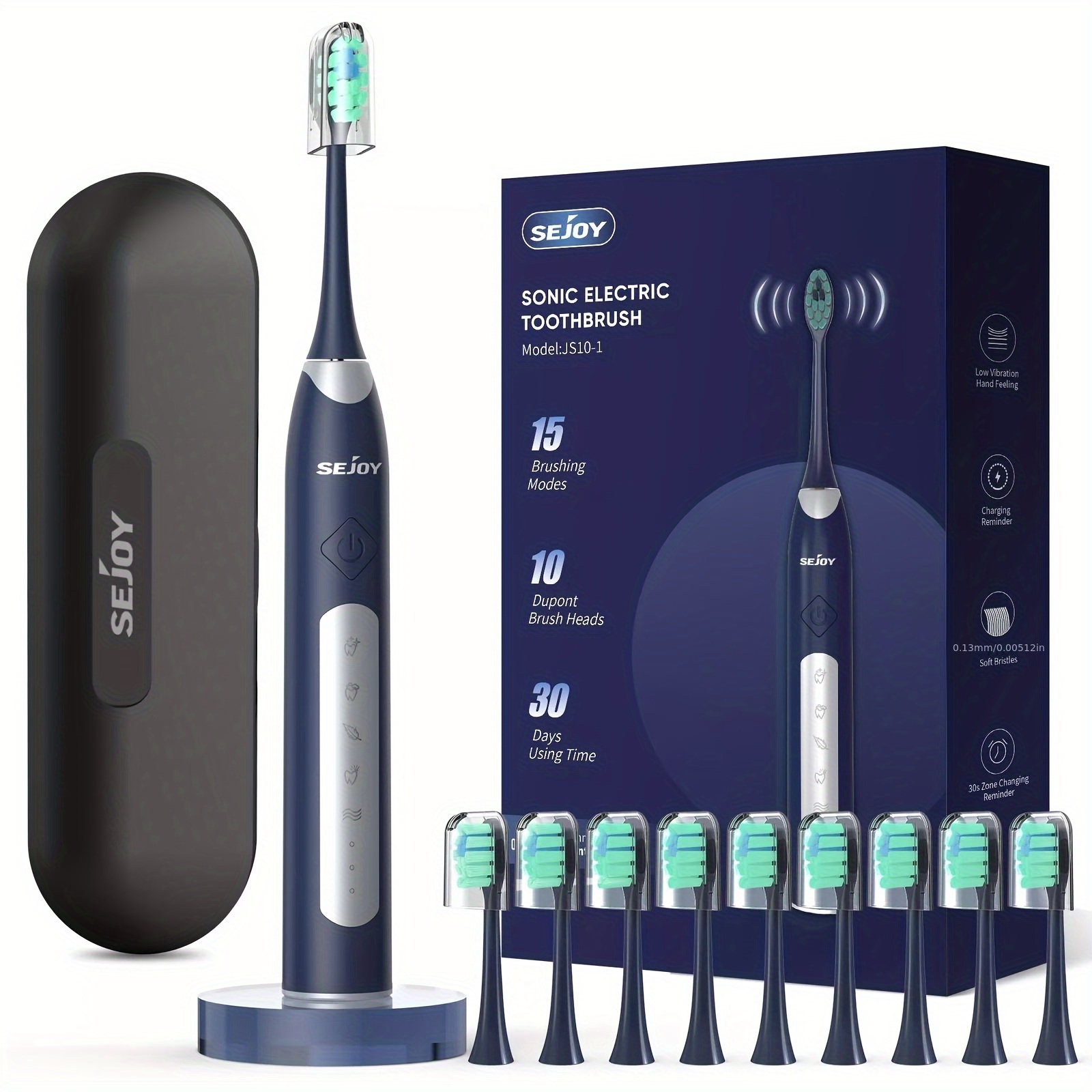 

Adult Electric Toothbrush - Rechargeable Electric Toothbrush With Travel Case, 10 Brush Heads 5 Modes, Quick Charge 60 Days Use Travel Case