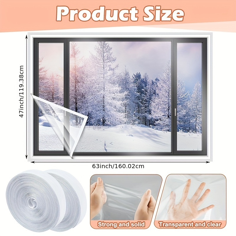 Window Insulation Kit Indoor Plastic Window Cover Cuttable - Temu