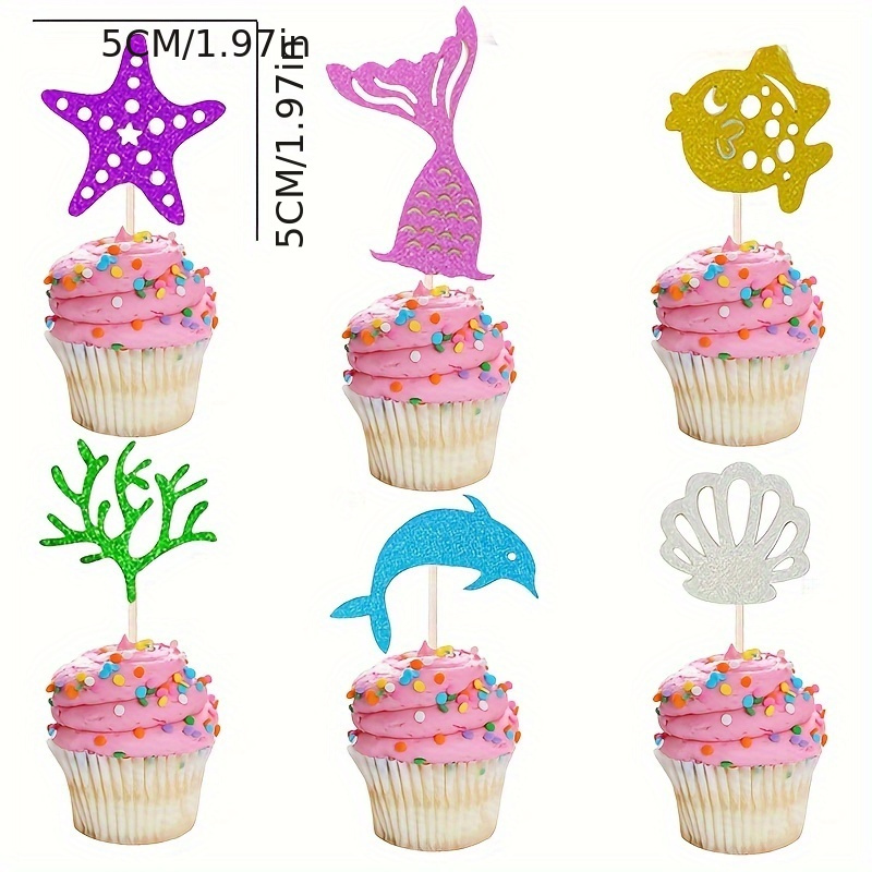 1 Set Of 7pcs Mermaid Princess Party Decoration Insert Tag