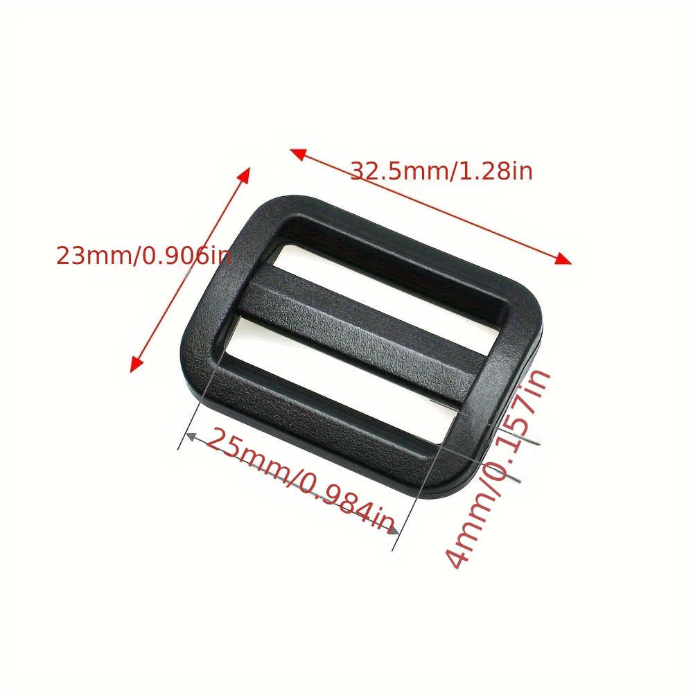 TEMU Fibbie in plastica nere a /Tri-Glide Slider da 5 pezzi/confezione per cinghie di e nastro da 20-38mm