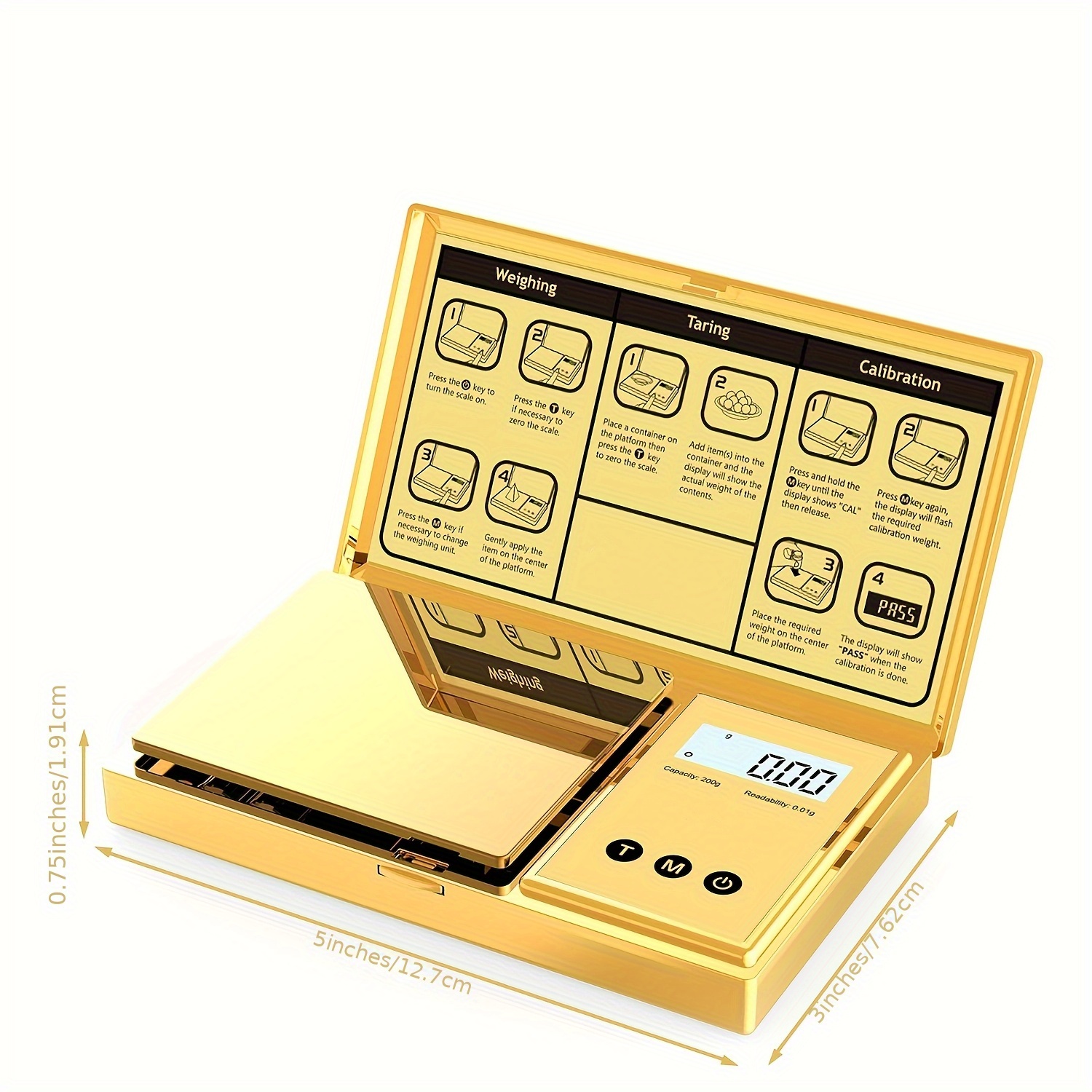 Image of Hotu 200g 0.01g Electronic Scale - Jewelry Herbs Function Grams Ounces Carats Automatic Luxurious - For Weighing Small And Precise Items Aaa Batteries, No Batteries