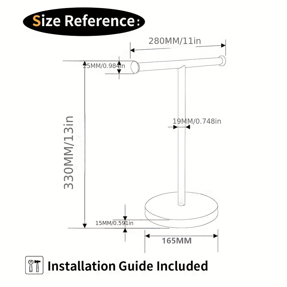 Horizontal Countertop Paper Towel Holder (Chrome)