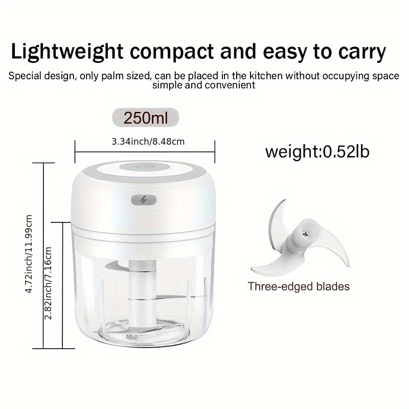 usb powered electric garlic chopper vegetable food processor 8 45oz portable mini chopper with 1400 rpm motor multi function for onion ginger meat fruit   interchangeable blades cleaning brush   for   prep vegetable slicer and chopper food preparation transparent   blending jar Product details 0