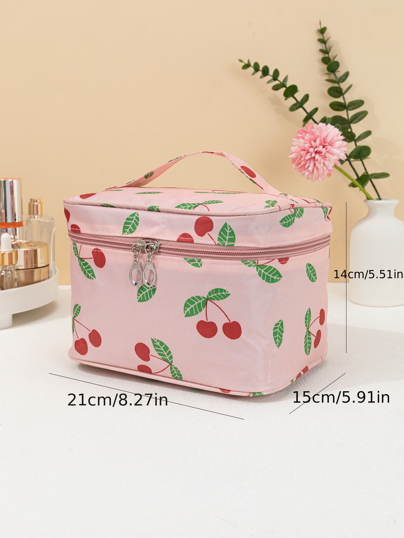 Makeup Bag Travel Portable Cosmetic Storage Bag Make Up Organizer Bag With  Mesh Pocket Waterproof Large Capacity Toiletry Storage Bags Cute For Women  And Girls, Cherry Pattern - Temu