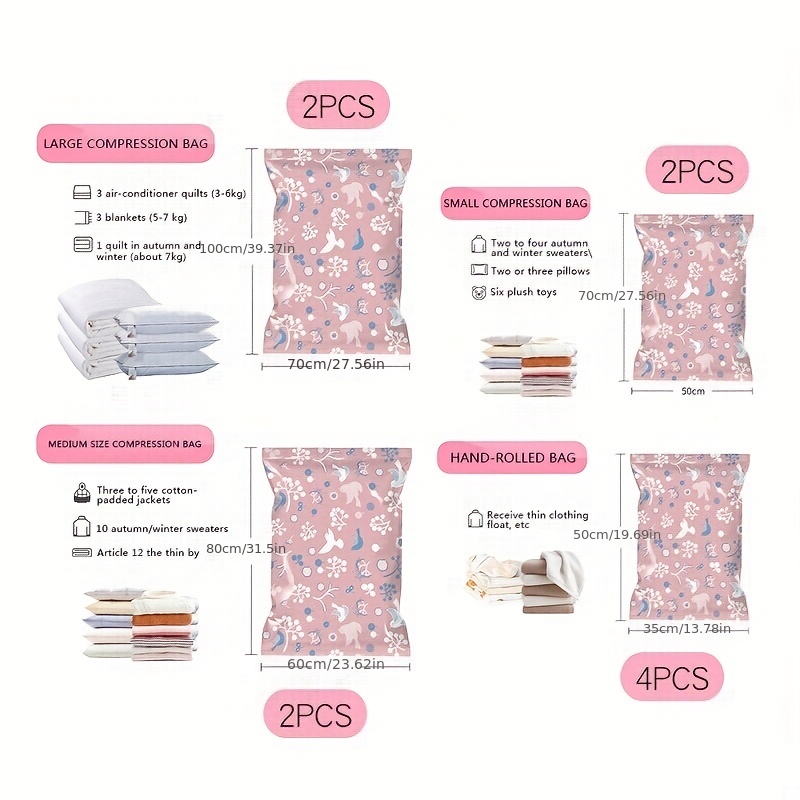 Vacuum Sealed Storage Bags for Pillows, Blankets, Sweaters and
