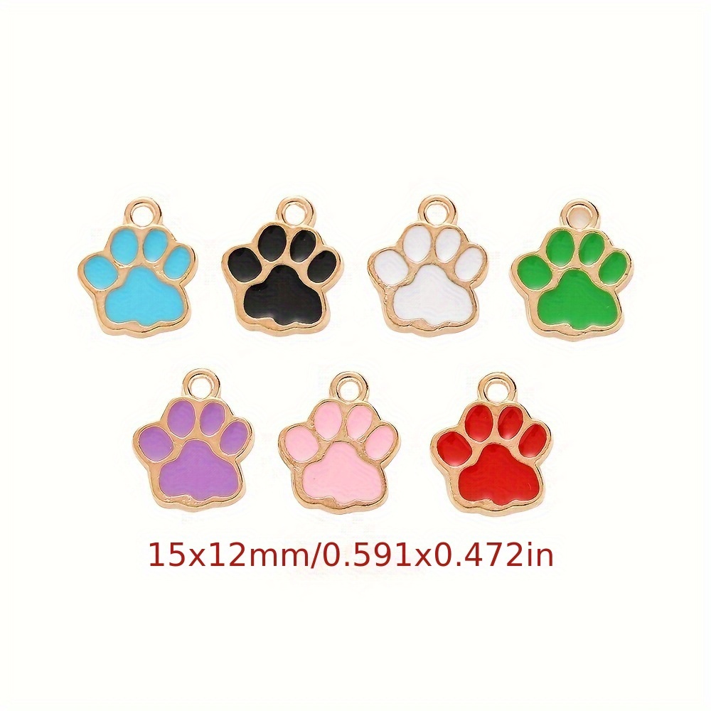 10 Colorful Cute Footprint Alloy Additions With Resin Cartoon Headwear, Earrings, Keychains, And Pendants