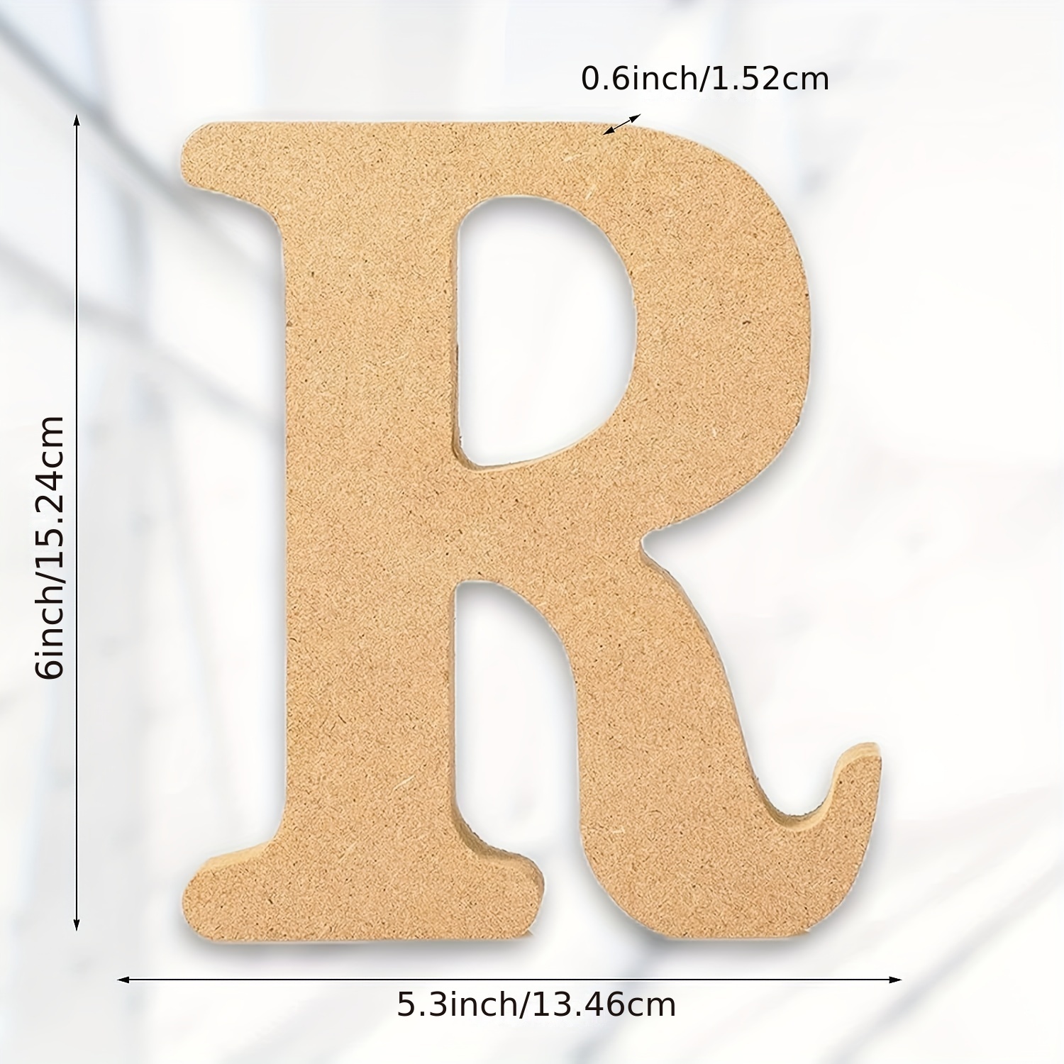 13-Inch Unfinished Wooden Monogram Letter R, Rustic-Style Home