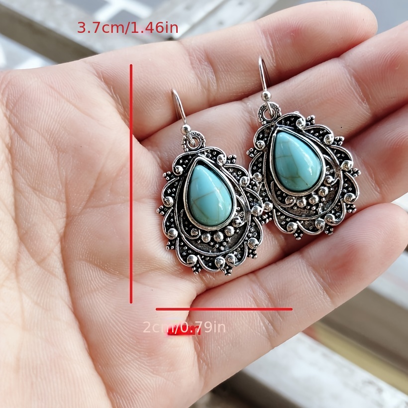 Vintage Turquoise Teardrop Earrings — Bohemian Charm