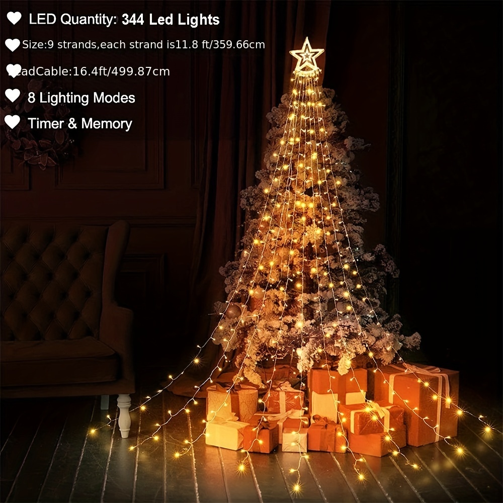 Outdoor Star Lights, 305LED Waterfall Christmas Tree Lights Remote Control  APP Hanging Fairy Light Plug in IP65 Waterproof, for Yard Patio Roof