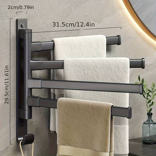 direct from manufacturer 1 pole rotating towel rack wall mounted bathroom towel rack space saving corner hook metal rod with smooth rotation multiple styles from