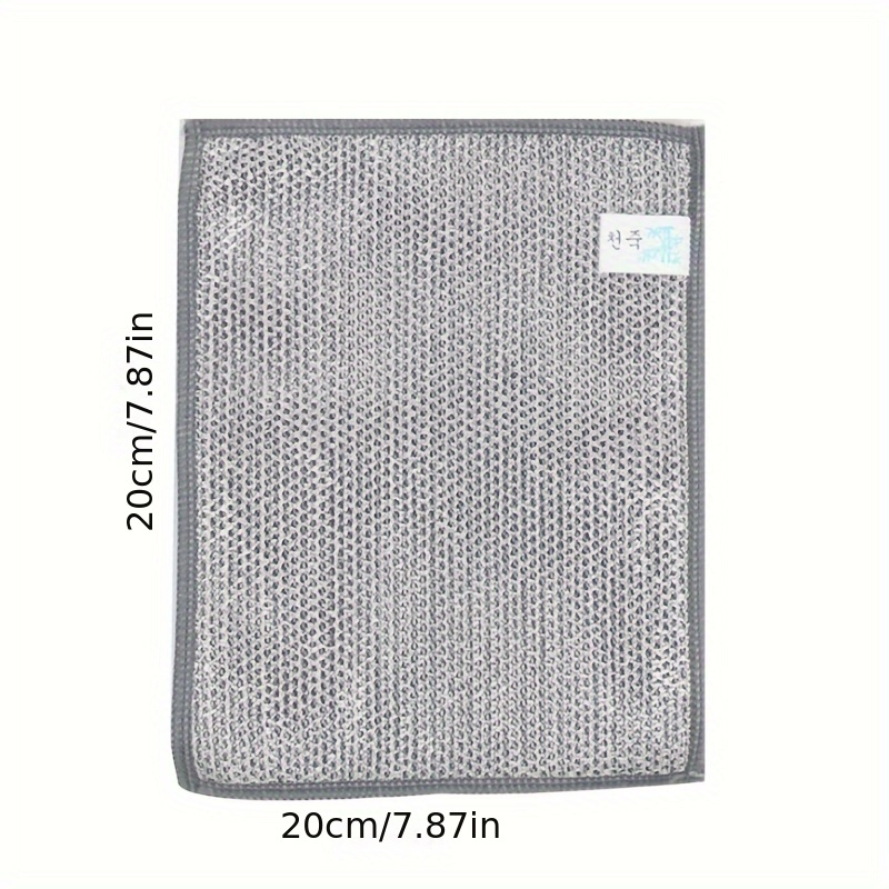 5/10pcs, Double-sided Silver Wire Cleaning Cloth, Multi-functional Grid,  Oil-free Cloth, Kitchen Stove, Dishwashing, Brush, Pot, Dishwashing Cloth