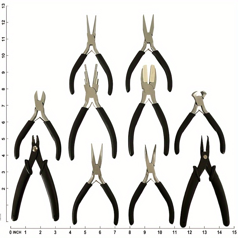 TEMU 10pcs Multifunctional Jewelry Pliers Set, High Hardness High Carbon Steel , Nickel Plated Surface, Jewelry Pliers Set