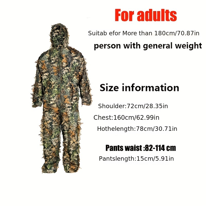 Ghillie Suit 3d Leafy Camo Hunting Suits Woodland Gilly - Temu