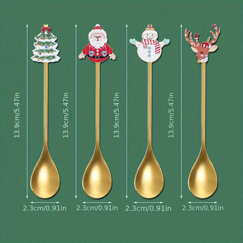 1 4pcs stainless steel cutlery set with gift box creative christmas cutlery set coffee stirring spoon dessert spoon tea spoon for home christmas   restaurant caf shop christmas gifts christmas accessories dinnerware accessories details 8