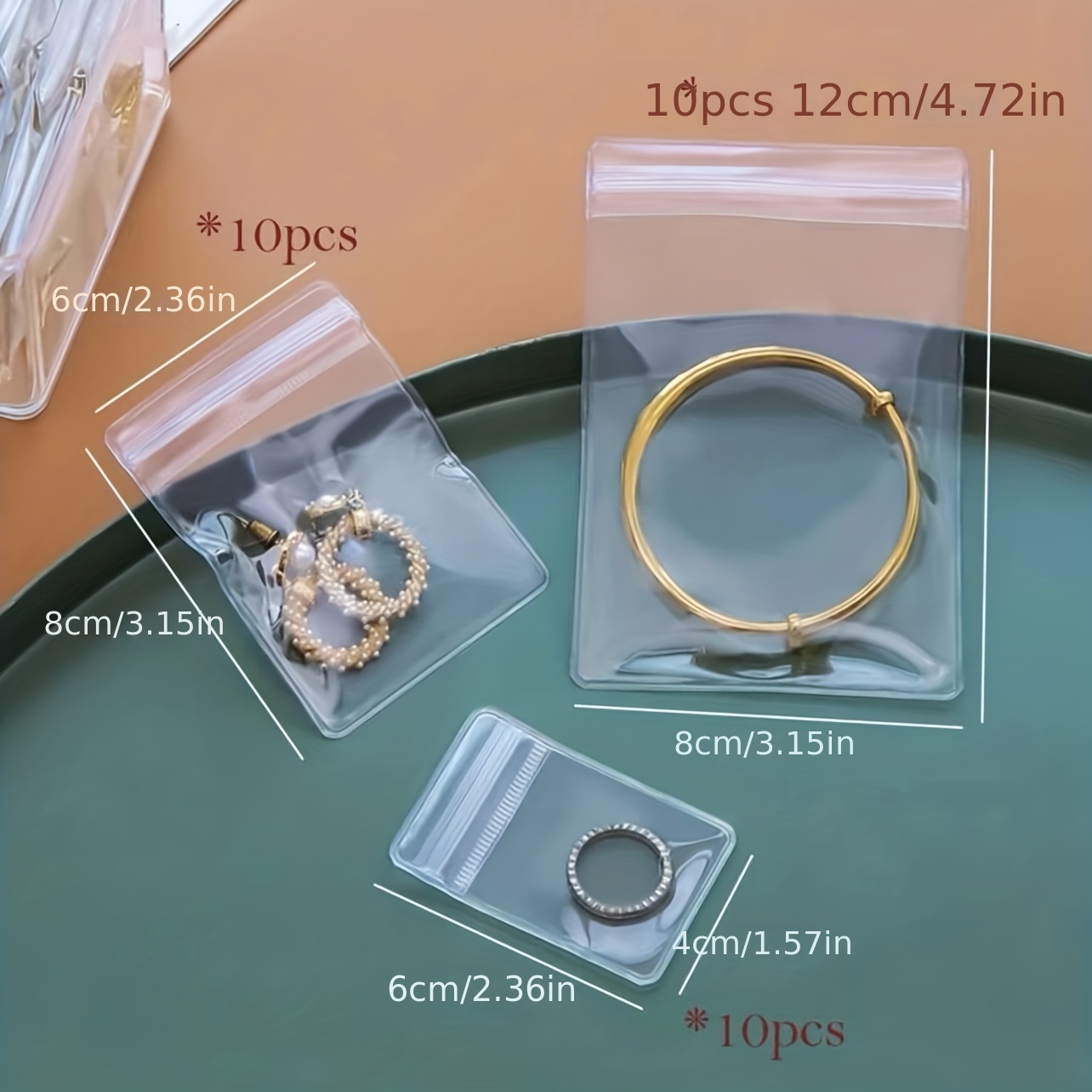 10pcs Clear Portable Jewelry Storage Bag