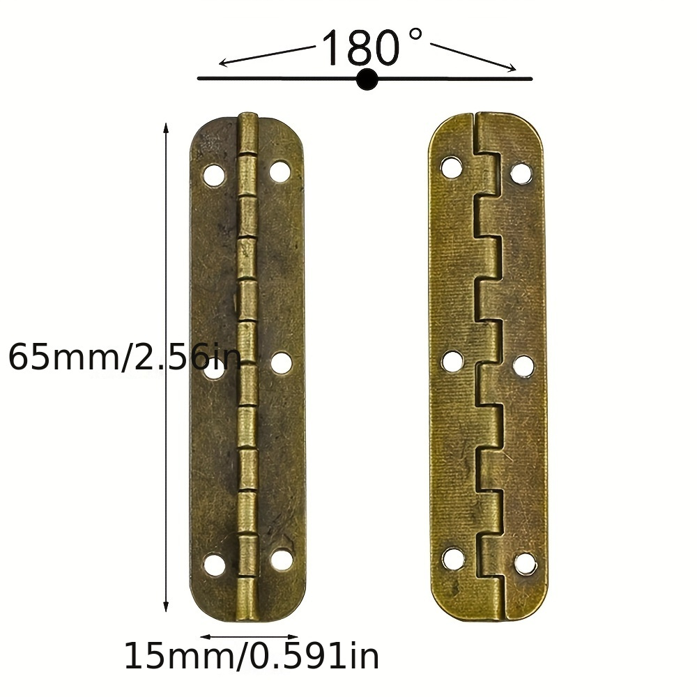 Image of 10pcs Metal Cabinet Door Luggage Long Hinge Vintage Bronze Tone 6 Holes Decor Furniture Decoration Hardware 65mm