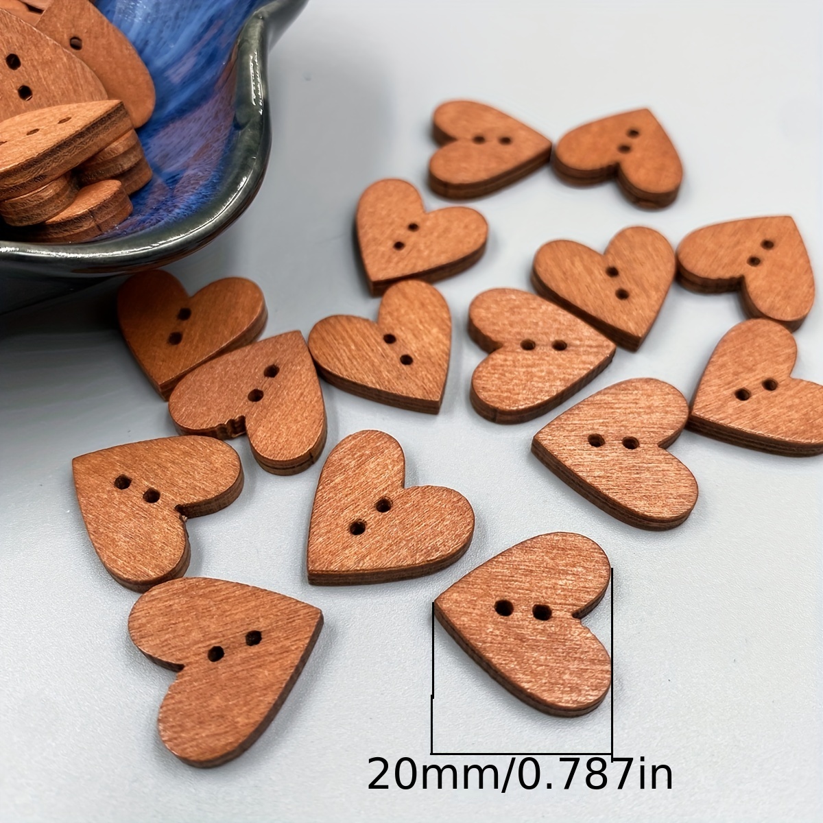 3 Sizes Mixed Wooden 'handmade Love Heart' Button Round - Temu