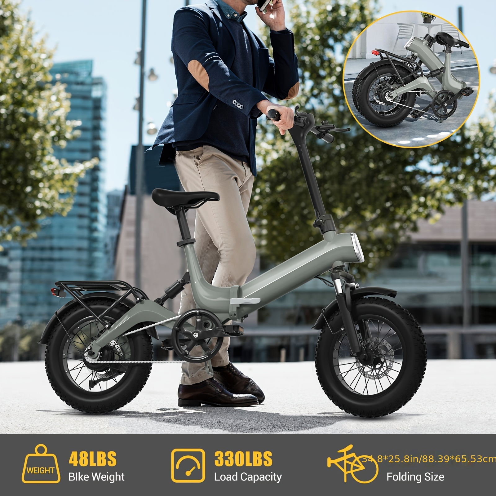 Foldable Electric Bicycle Seat Rear Storage Rack Smart Adult - Temu