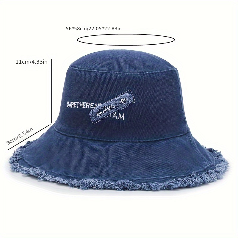 Trim Denim Bucket Hat Solid Color Uv Protection Distressed Washed Summer  Fisherman Hat For Women, Free Shipping On Items Shipped From Temu