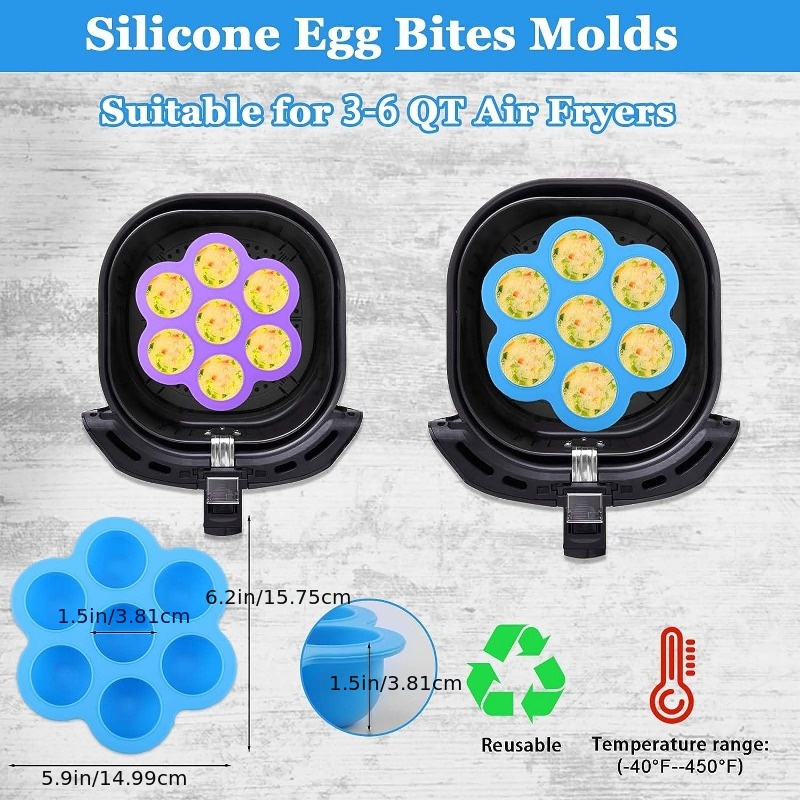 3 PCS Reusable Silicone Egg Mold Round Egg Bites Pan Small Sous